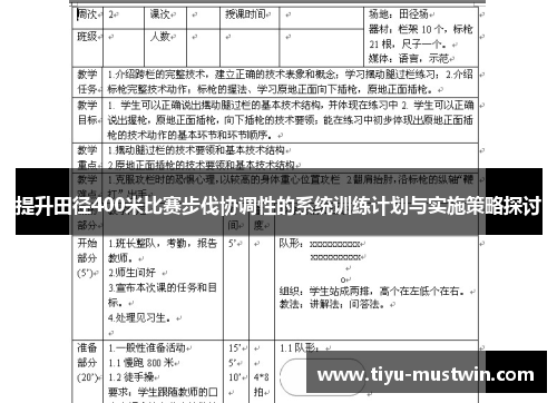 提升田径400米比赛步伐协调性的系统训练计划与实施策略探讨